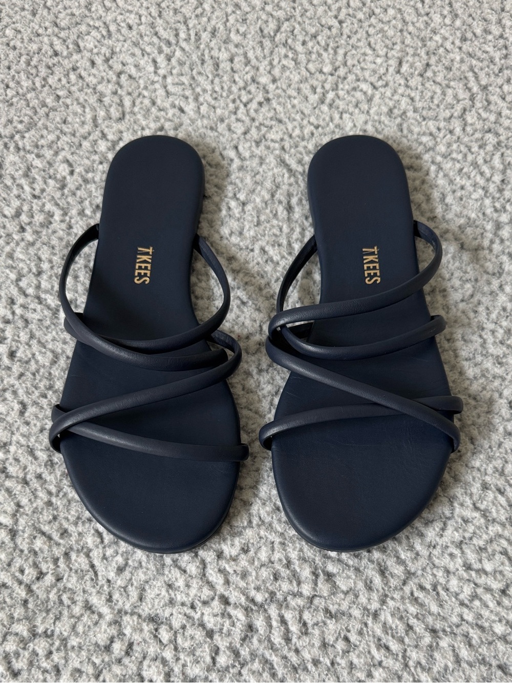 TKEES Sloane Strappy Sandal. Navy, Women’s Size 8